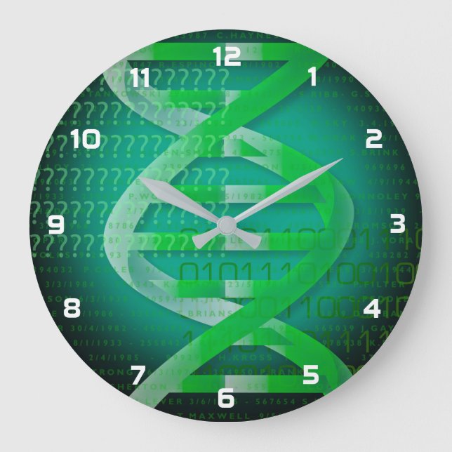 Reloj Redondo Grande ADN ID Verde Ciencia Médica (Anverso)