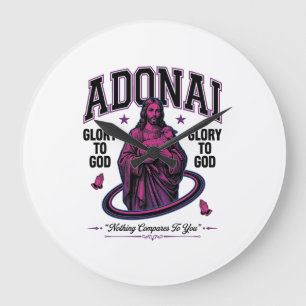 Reloj Redondo Grande Adonai Gloria a Dios Diseño Vectorial Cristiano Vi
