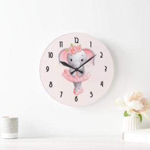Reloj Redondo Grande Adorable Ballerina Elephant En Pointe