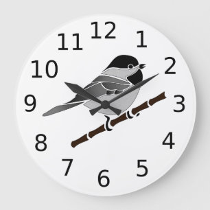Reloj Redondo Grande Adorable Carolina Chickadee Personalizado