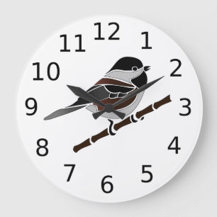 Reloj Redondo Grande Adorable Chestnut Backed Chickadee Bird