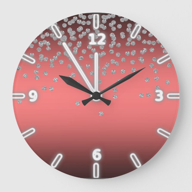 Reloj Redondo Grande Adorable Confetal De Relieve metalizado Brillante  (Anverso)