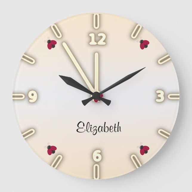 Reloj Redondo Grande Adorable Cute ,Ladybugs -Personalized (Anverso)
