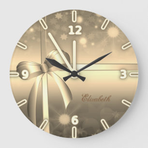 Reloj Redondo Grande Adorable Elegante Arco Dorado - Personalizado
