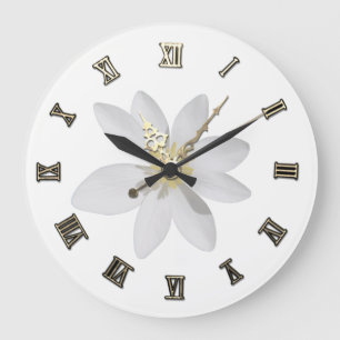 Reloj Redondo Grande Adorable femenina, margarita, blanca