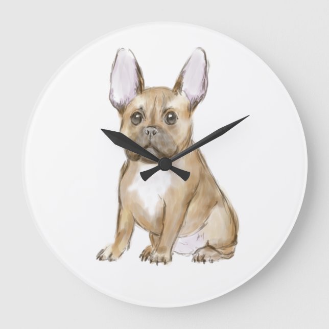 Reloj Redondo Grande Adorable french bulldog puppy (Anverso)