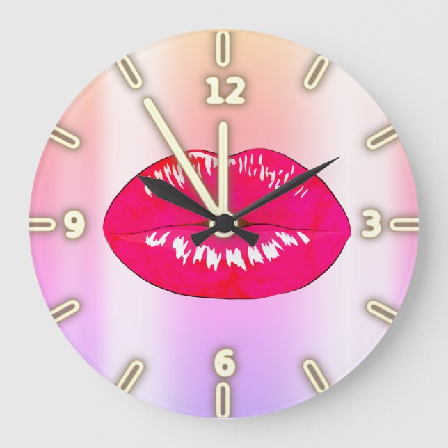 Reloj Redondo Grande Adorable Guay Trendy Ombre Lips (Anverso)