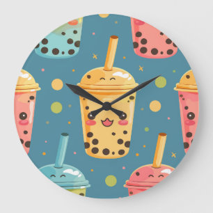 Reloj Redondo Grande Adorable Kawaii Boba Bebe Design