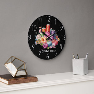 Reloj Redondo Grande adorable momento de costura agregar texto