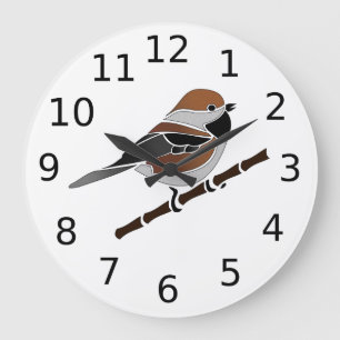 Reloj Redondo Grande Adorable Personalizado de pájaros boreales