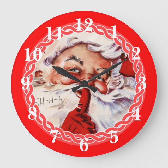 Reloj Redondo Grande Adorable Santa Claus (Anverso)