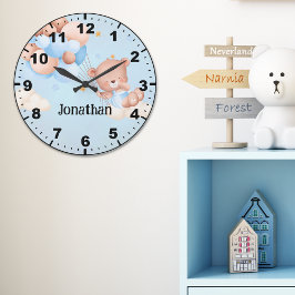 Reloj Redondo Grande Adorable Teddy Bear with Balloons