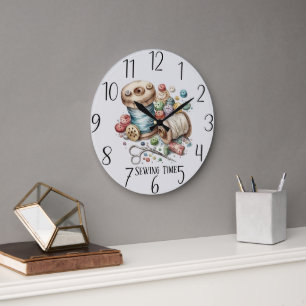 Reloj Redondo Grande adorable tiempo de costura agregar texto