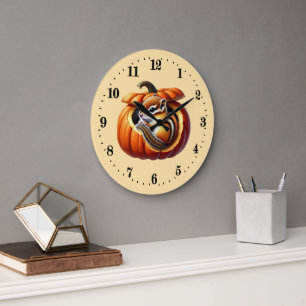 Reloj Redondo Grande Adorables amantes de las ardillas listadas de otoñ