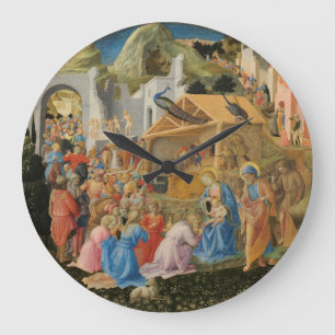 Reloj Redondo Grande Adoración de los Magos por Fra Angelico y Filippo 