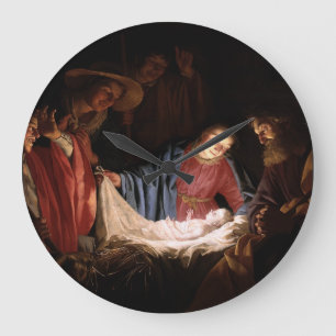 Reloj Redondo Grande Adoración de los pastores por Honthorst