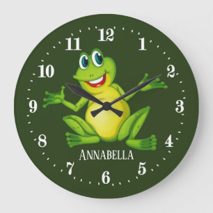 Reloj Redondo Grande adoradores de ranas lindas añaden nombre