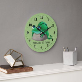 Reloj Redondo Grande adoradores de ranas lindas añaden texto