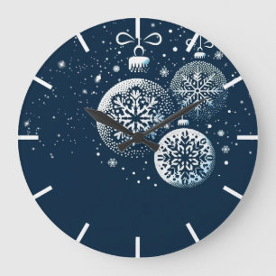 Reloj Redondo Grande Adornos de copo de nieve de Feliz Navidad