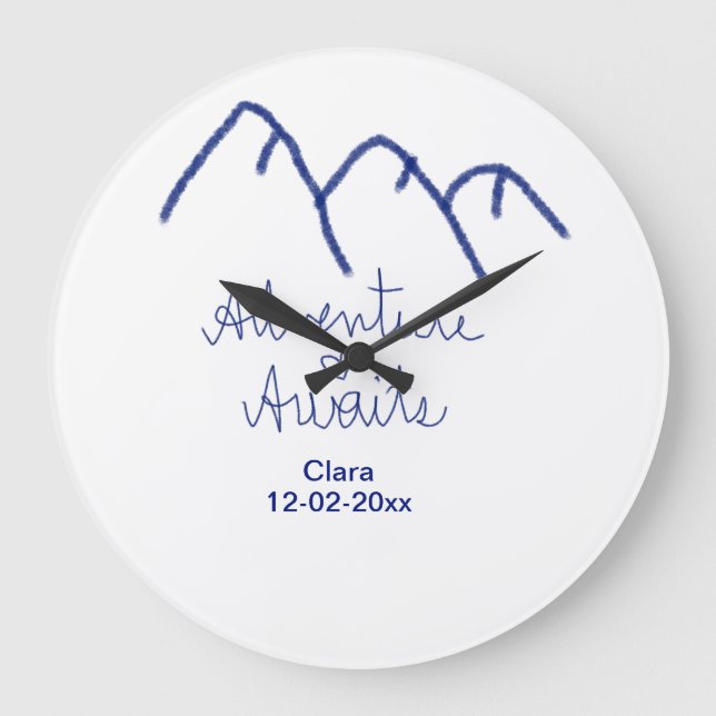 Reloj Redondo Grande Adventure awath blue mountain heart add name (Anverso)