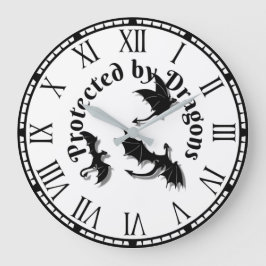 Reloj Redondo Grande Advertencia protegida por dragones