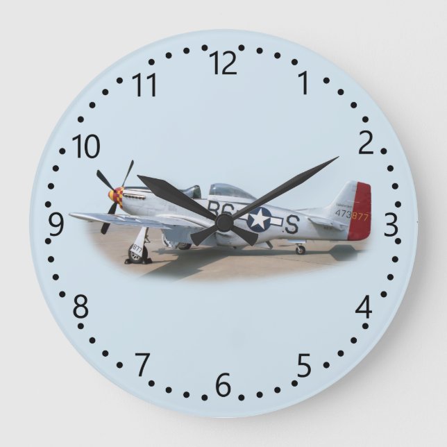 Reloj Redondo Grande Aeronaves Mustang P-51D (Anverso)