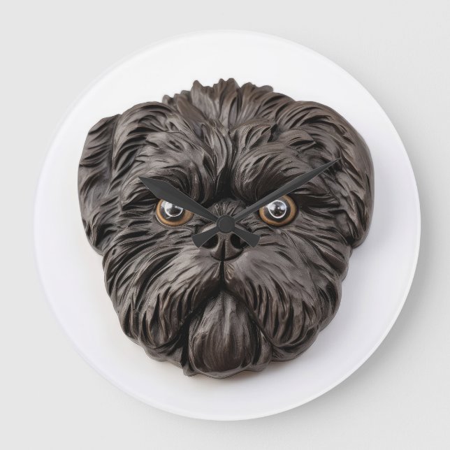Reloj Redondo Grande Affenpinscher 3D Inspirado (Anverso)