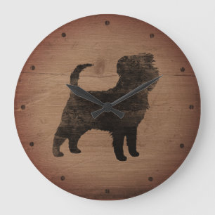 Reloj Redondo Grande Affenpinscher Silhouette Rustic