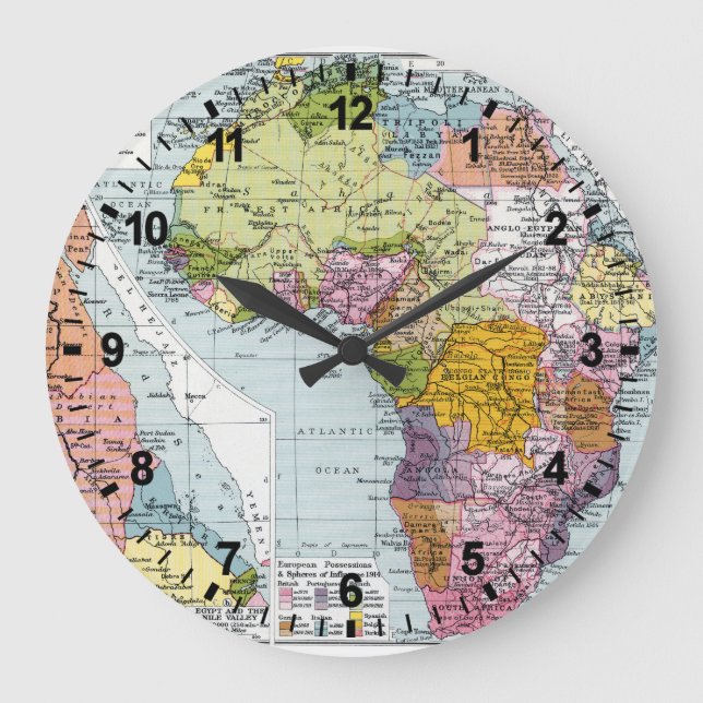 RELOJ REDONDO GRANDE ÁFRICA DIVIDIDA, 1914 (Anverso)