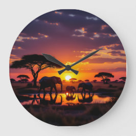 Reloj Redondo Grande African Sunset Majesty Wall Clock