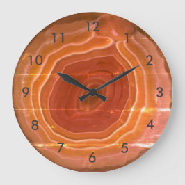 Reloj Redondo Grande Agate slice orange stone clock with numbers.