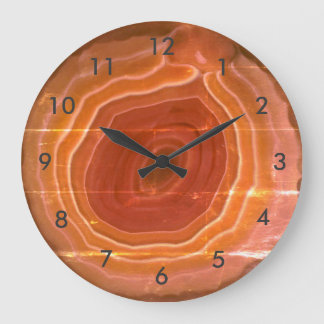 Reloj Redondo Grande Agate slice orange stone clock with numbers.