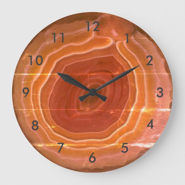 Reloj Redondo Grande Agate slice orange stone clock with numbers. (Anverso)