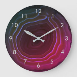 Reloj Redondo Grande Agate slice pink stone clock with numbers.