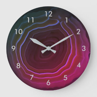 Reloj Redondo Grande Agate slice pink stone clock with numbers.