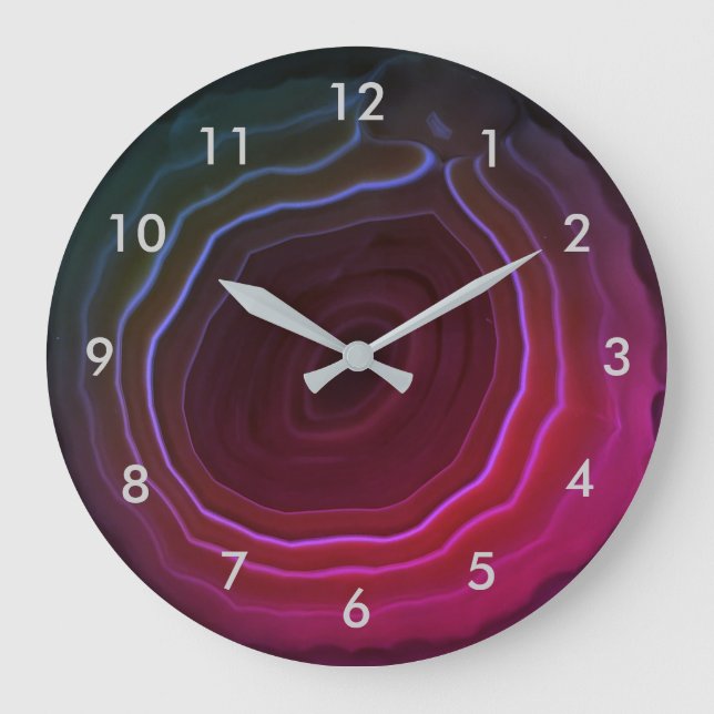 Reloj Redondo Grande Agate slice pink stone clock with numbers. (Anverso)