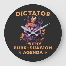 Reloj Redondo Grande Agenda de Purrsuasión Gato Rey Divertido