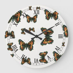 Reloj Redondo Grande Aglais urticae - La mariposa del pequeño Tortoises