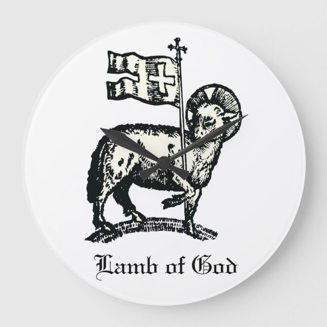 Reloj Redondo Grande Agnus Dei The Paschal Lamb of God Fine Art  (Anverso)