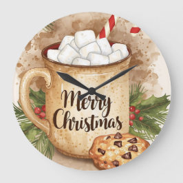 Reloj Redondo Grande Agradable cacao alegre navidad acebo galleta festi