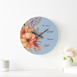 Reloj Redondo Grande Agradecimiento Grategul Blessed Floral Acción de G
