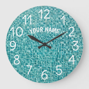Reloj Redondo Grande Agrega tu nombre y foto Piscina de natación Agua