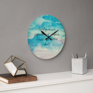 Reloj Redondo Grande Agrega Tu Texto Acuarela Cielos Azules Hermosos