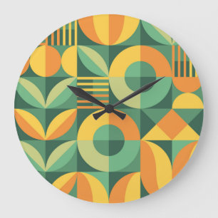 Reloj Redondo Grande Agricultura Geométrica Vintage Escandinava