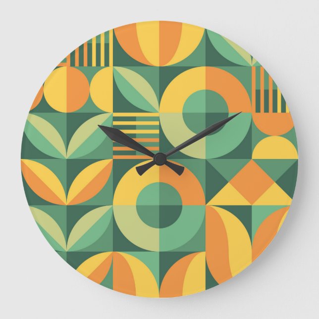 Reloj Redondo Grande Agricultura Geométrica Vintage Escandinava (Anverso)
