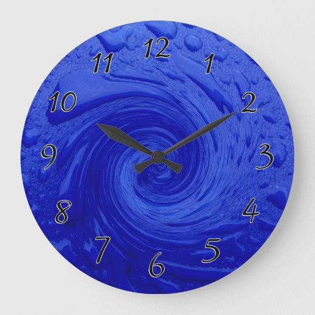 Reloj Redondo Grande Agua Azul giratoria (Anverso)