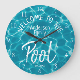 Reloj Redondo Grande Agua de Aqua personalizada Bienvenido a la piscina