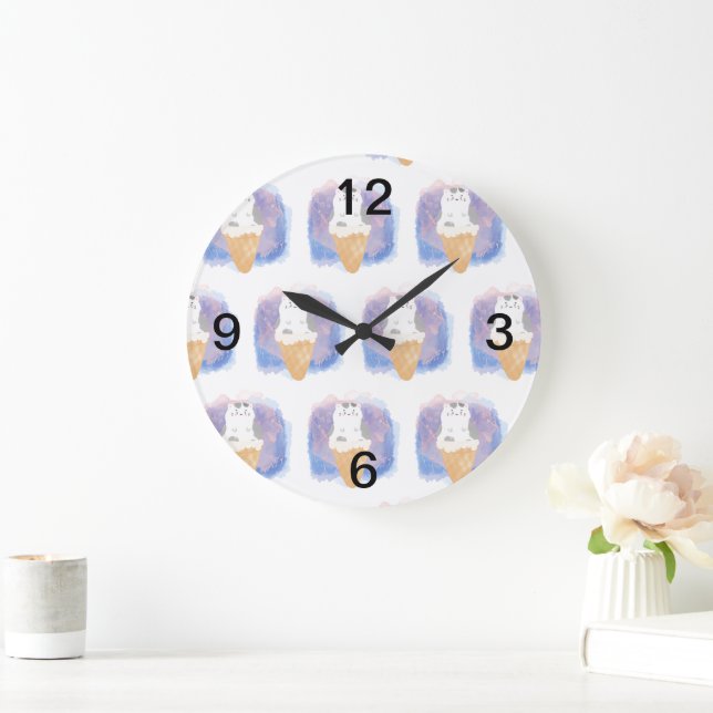 Reloj Redondo Grande agua de gato helado (Hogar)