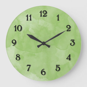 Reloj Redondo Grande Agua de menta acuarela chic verde pastel