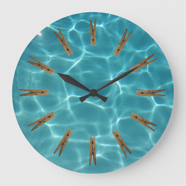 Reloj Redondo Grande Agua del Clothespin del lavadero (Anverso)